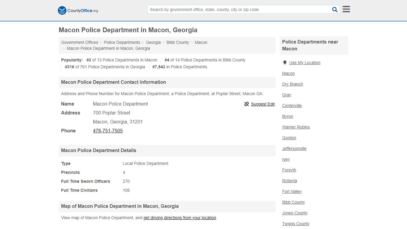 Macon Police Department - Macon, GA (Address and Phone) - County Office