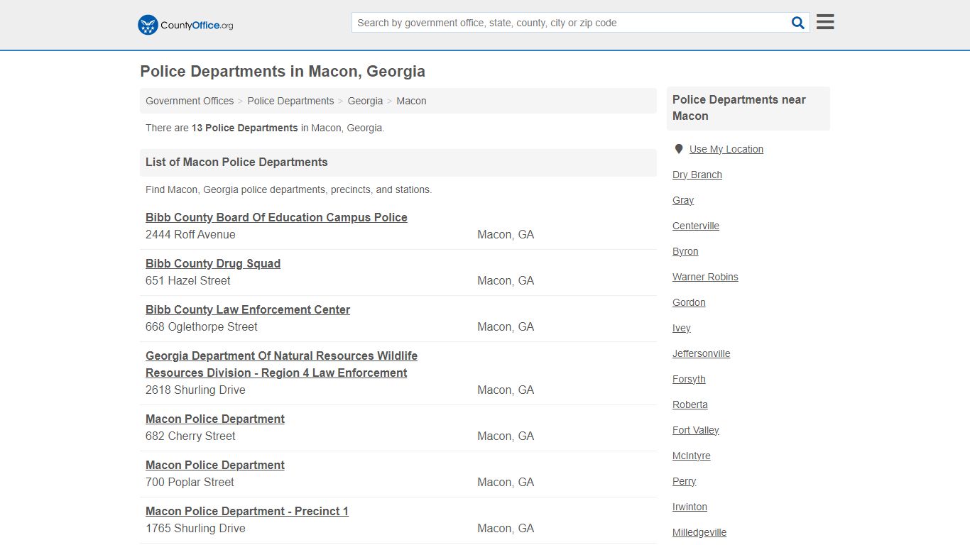 Police Departments - Macon, GA (Arrest Records & Police Logs)