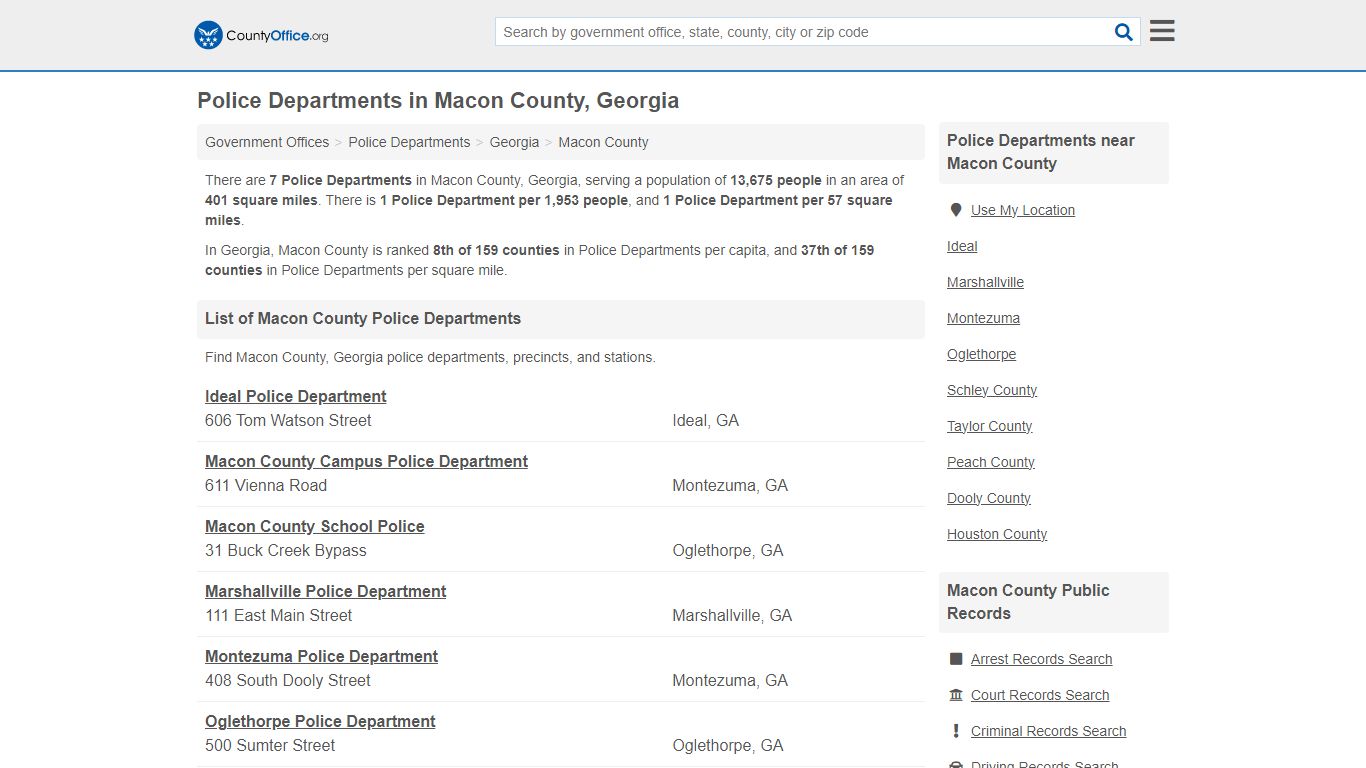 Police Departments - Macon County, GA (Arrest Records & Police Logs)